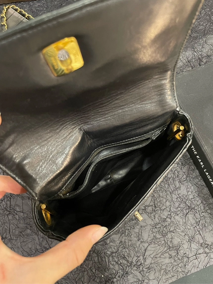 Chanel Pineapple Black Gold Crossbody Bag