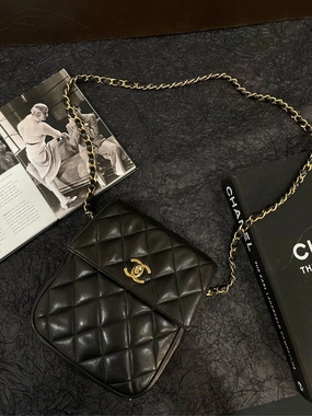 Chanel Pineapple Black Gold Crossbody Bag
