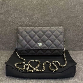 Chanel Preloved WOC Bag Black Leather Crossbody
