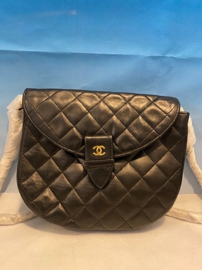 Chanel Quilted Black Leather Vintage Crossbody Bag