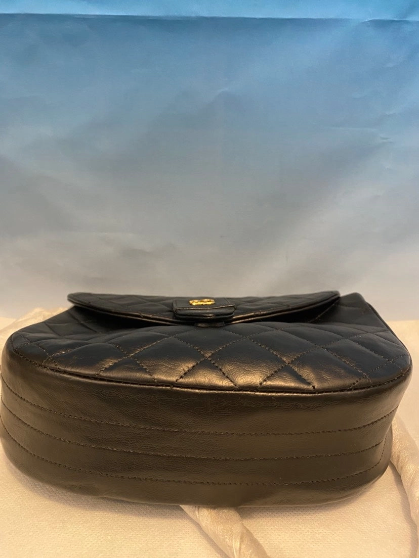 Chanel Quilted Black Leather Vintage Crossbody Bag