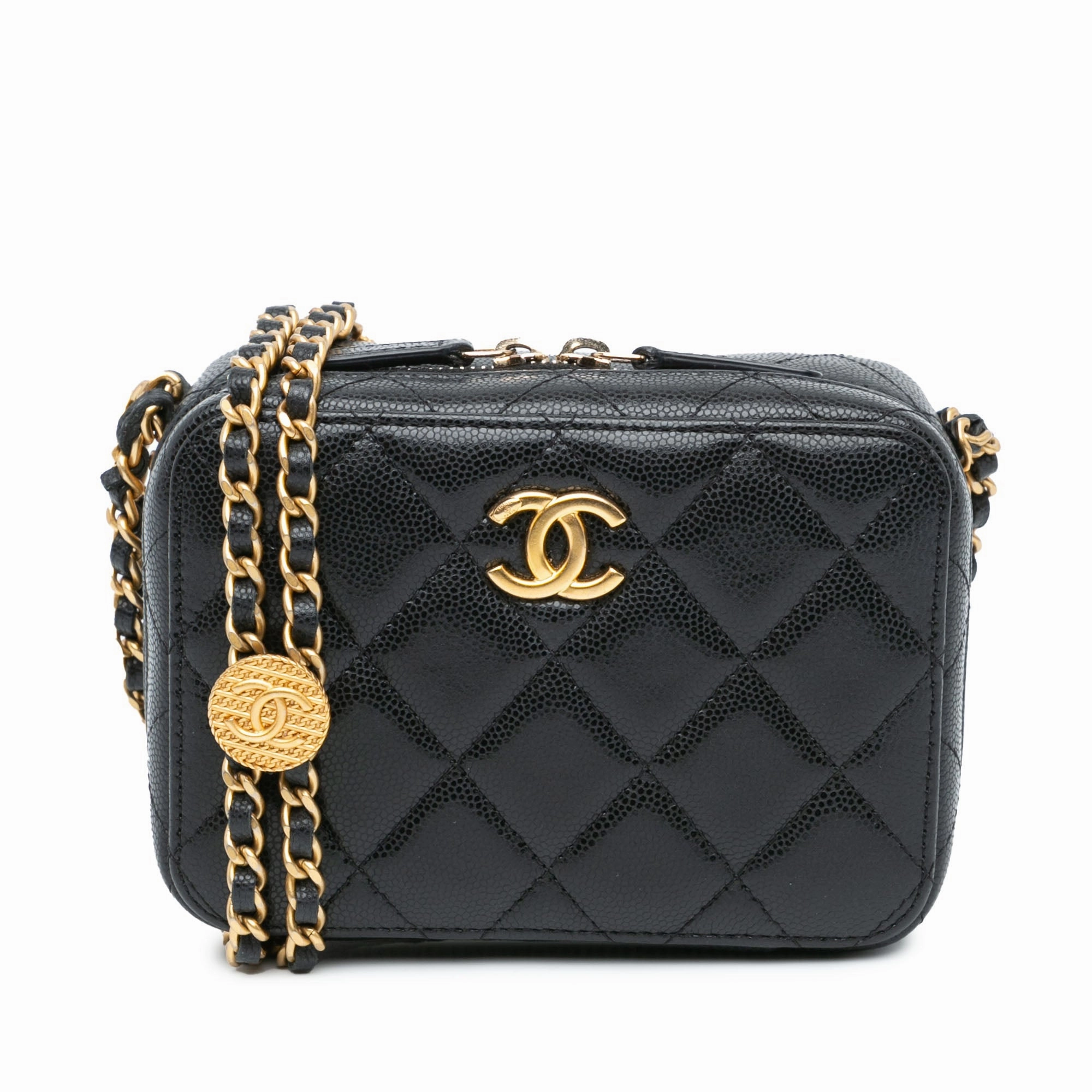 Chanel Quilted Caviar Twist Your Buttons Crossbody (21701)