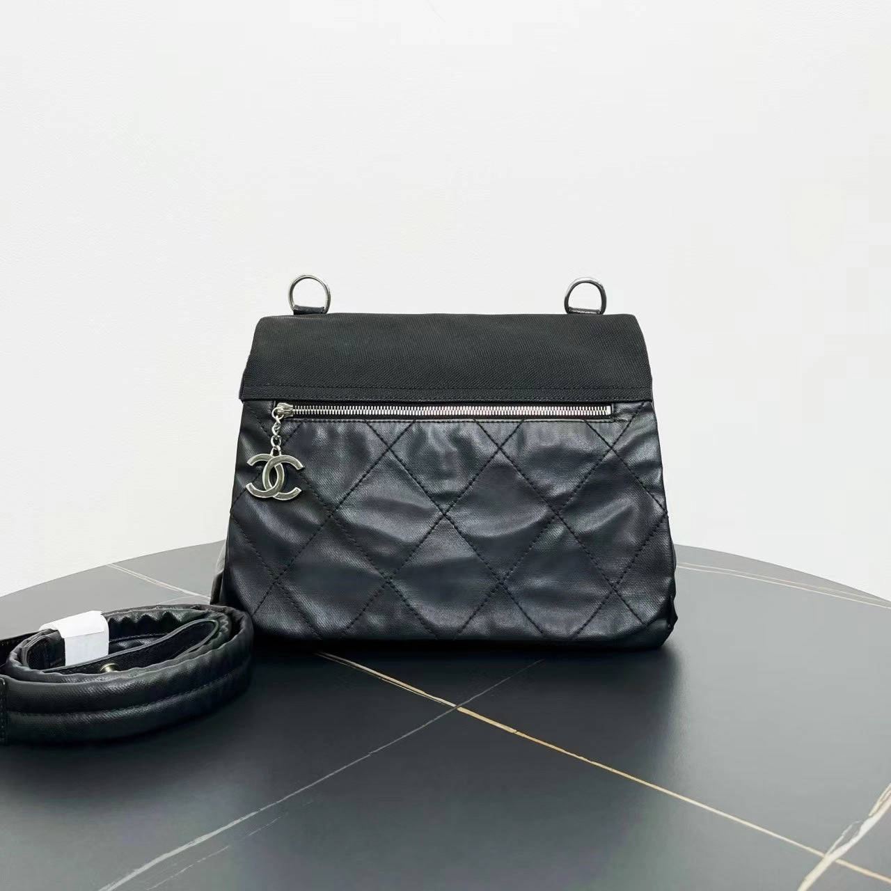 Chanel Quilted Leather Black Crossbody Bag
