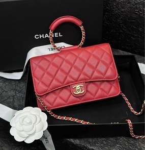Chanel Red Gold Ring Handle WOC Chain Crossbody Bag