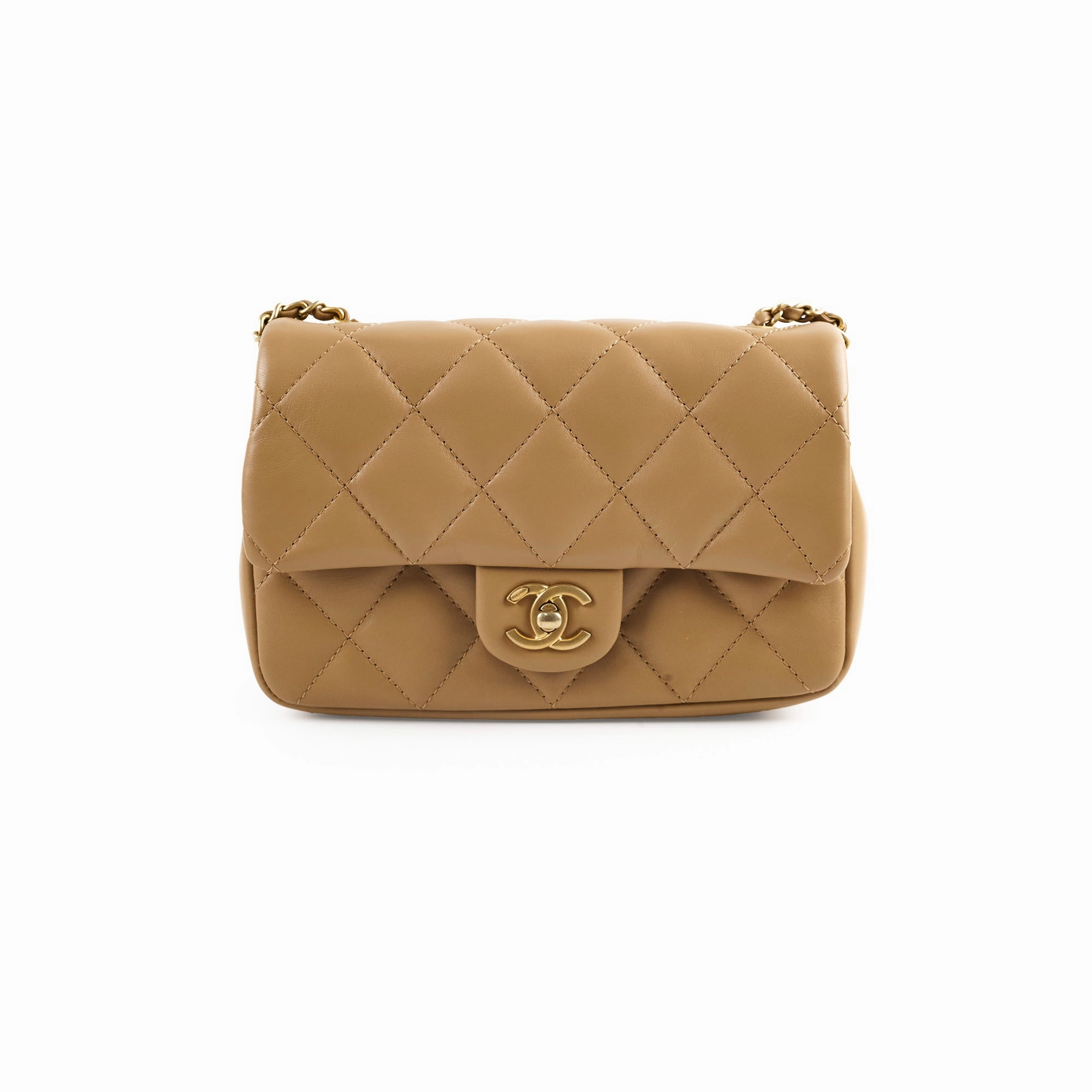 Chanel seasonal flap dark beige (microchip)