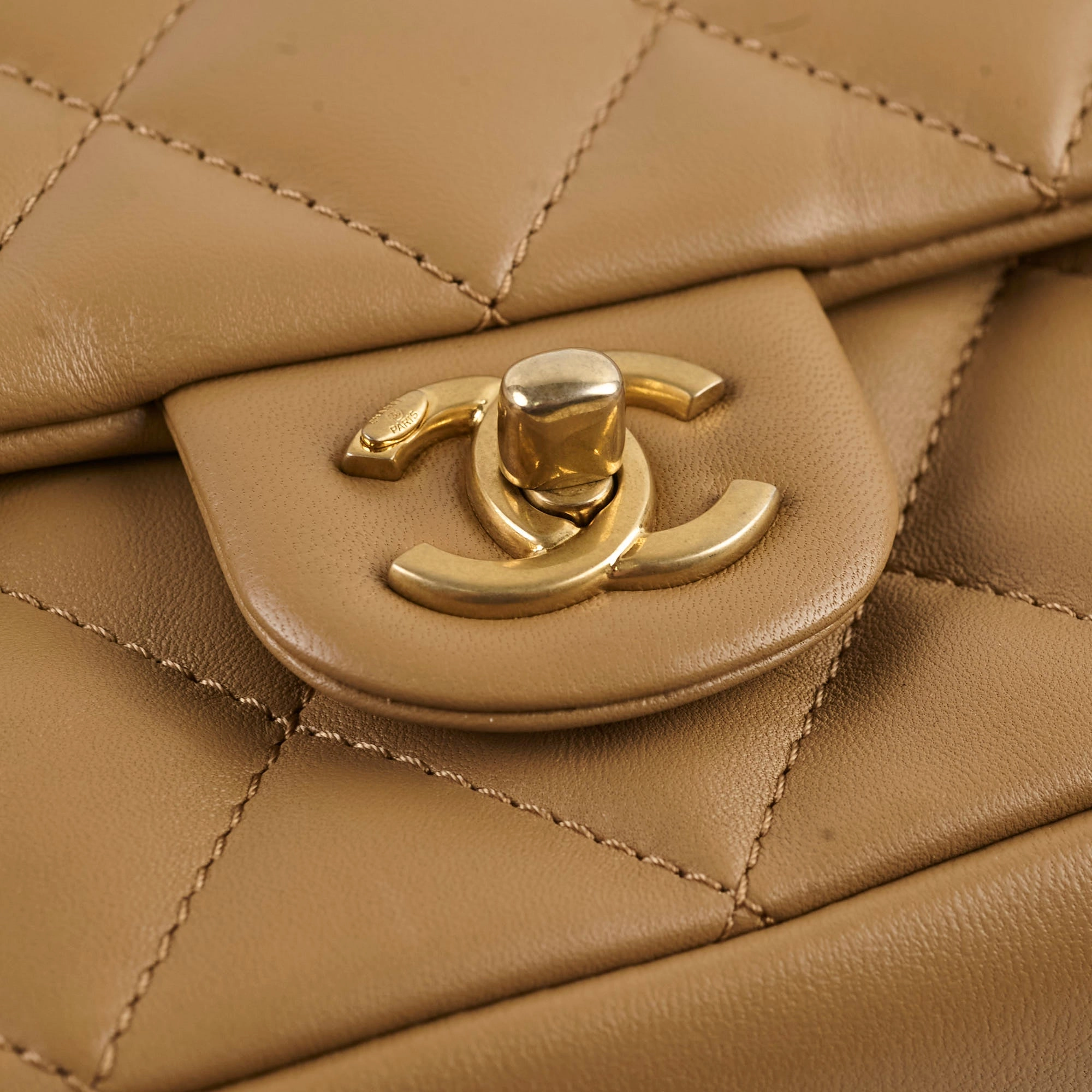 Chanel seasonal flap dark beige (microchip)