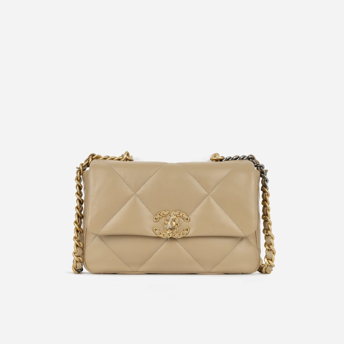 Chanel Small 19 Flap Bag Dark Beige Lambskin MHW