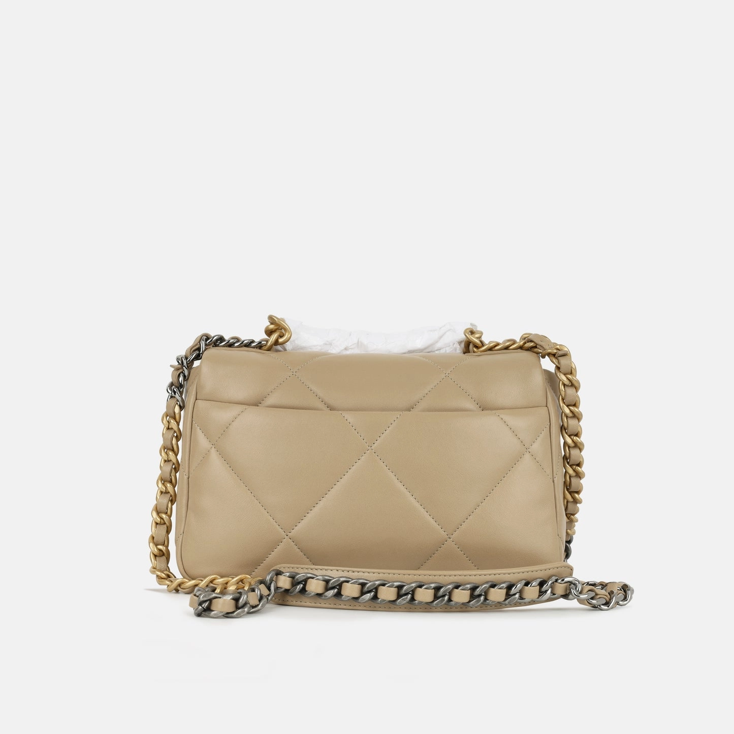 Chanel Small 19 Flap Bag Dark Beige Lambskin MHW