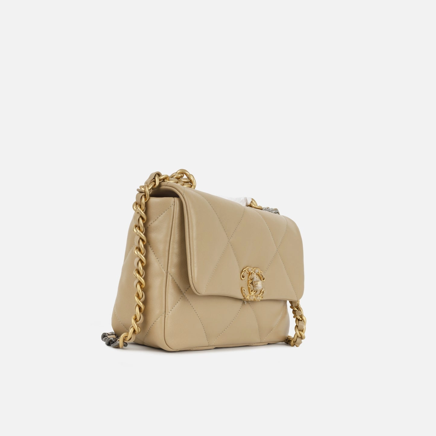 Chanel Small 19 Flap Bag Dark Beige Lambskin MHW
