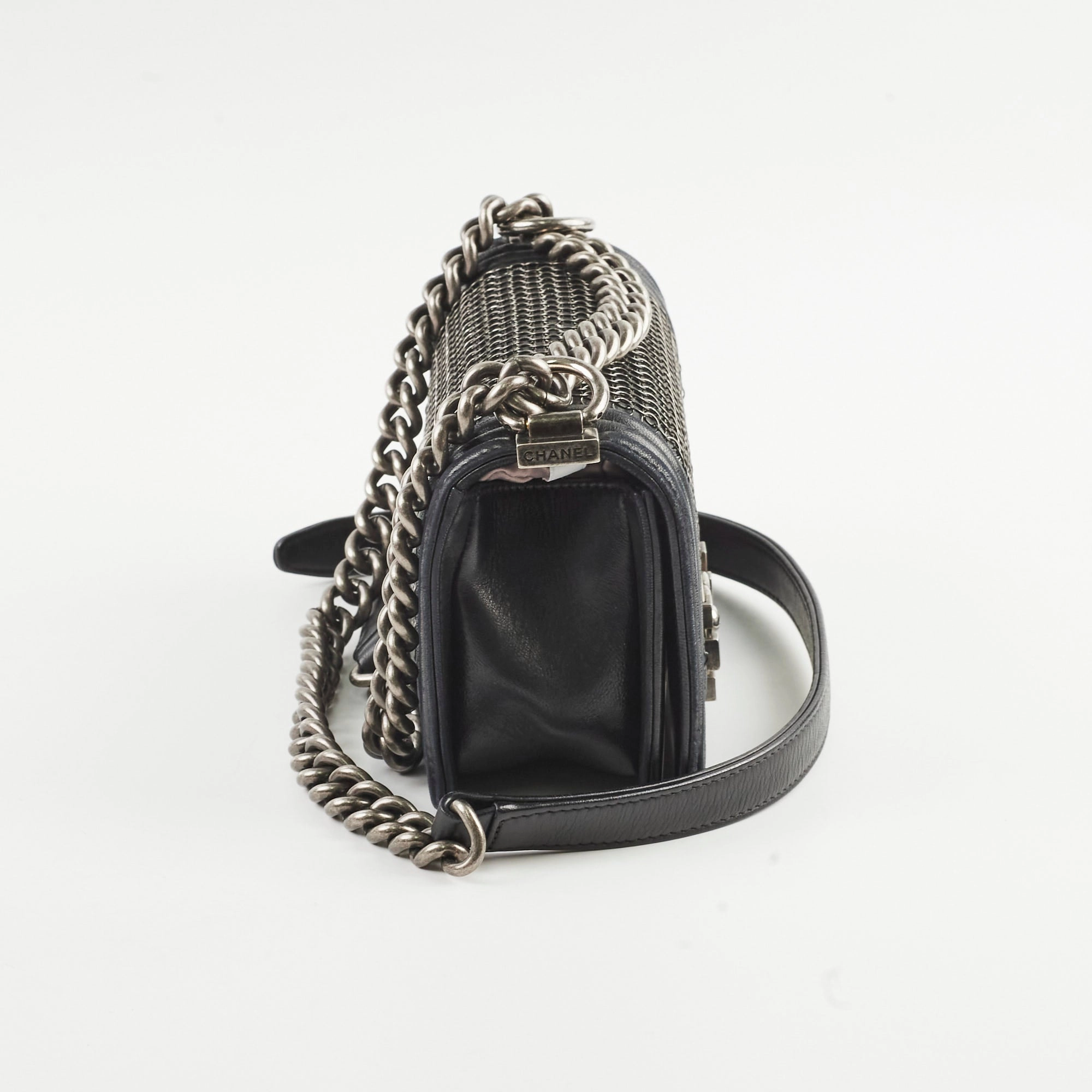 Chanel Small Boy Chainmail Bag Black