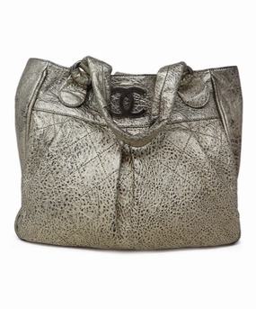 Chanel Vintage Gold Distressed Leather Marais Tote