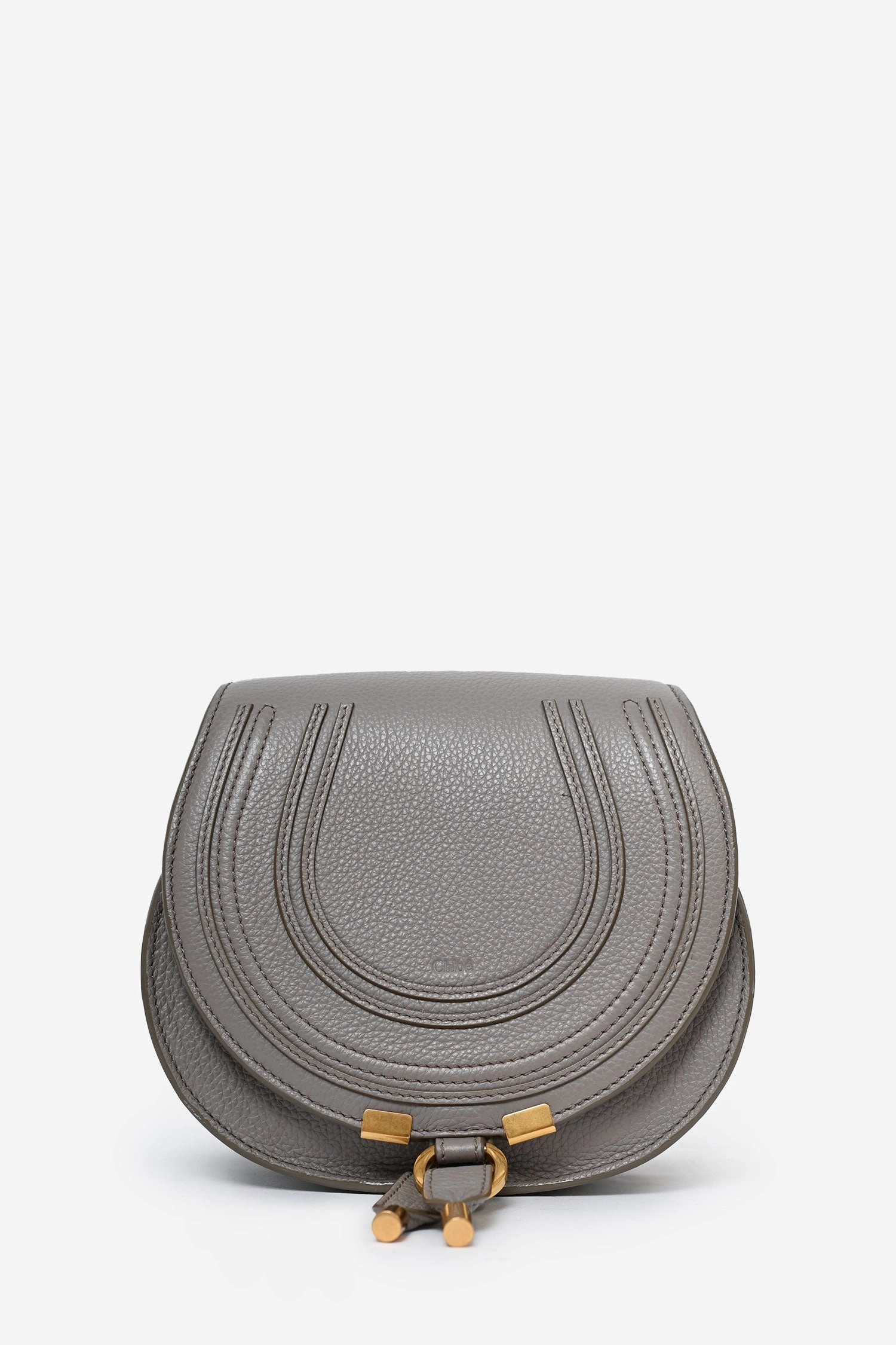 Chloe Grey Leather Marcie Crossbody Bag