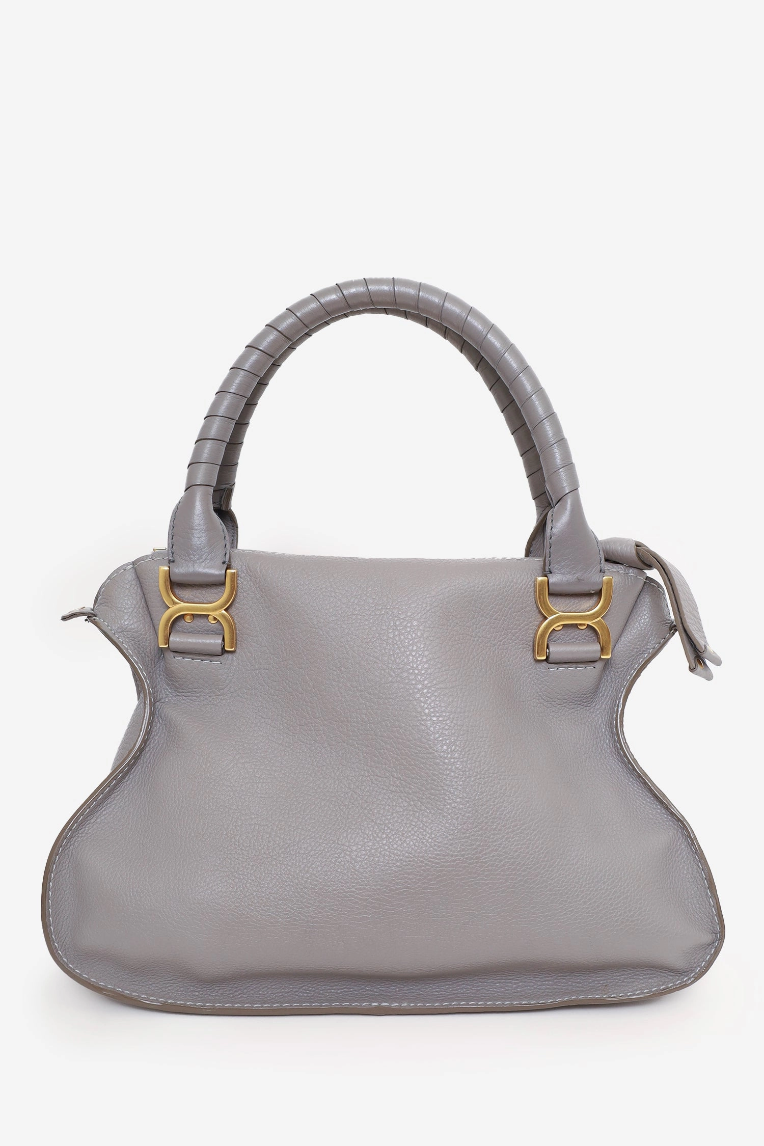 Chloe Grey Leather Marcie Top Handle Bag with Strap with 'IL' Initials