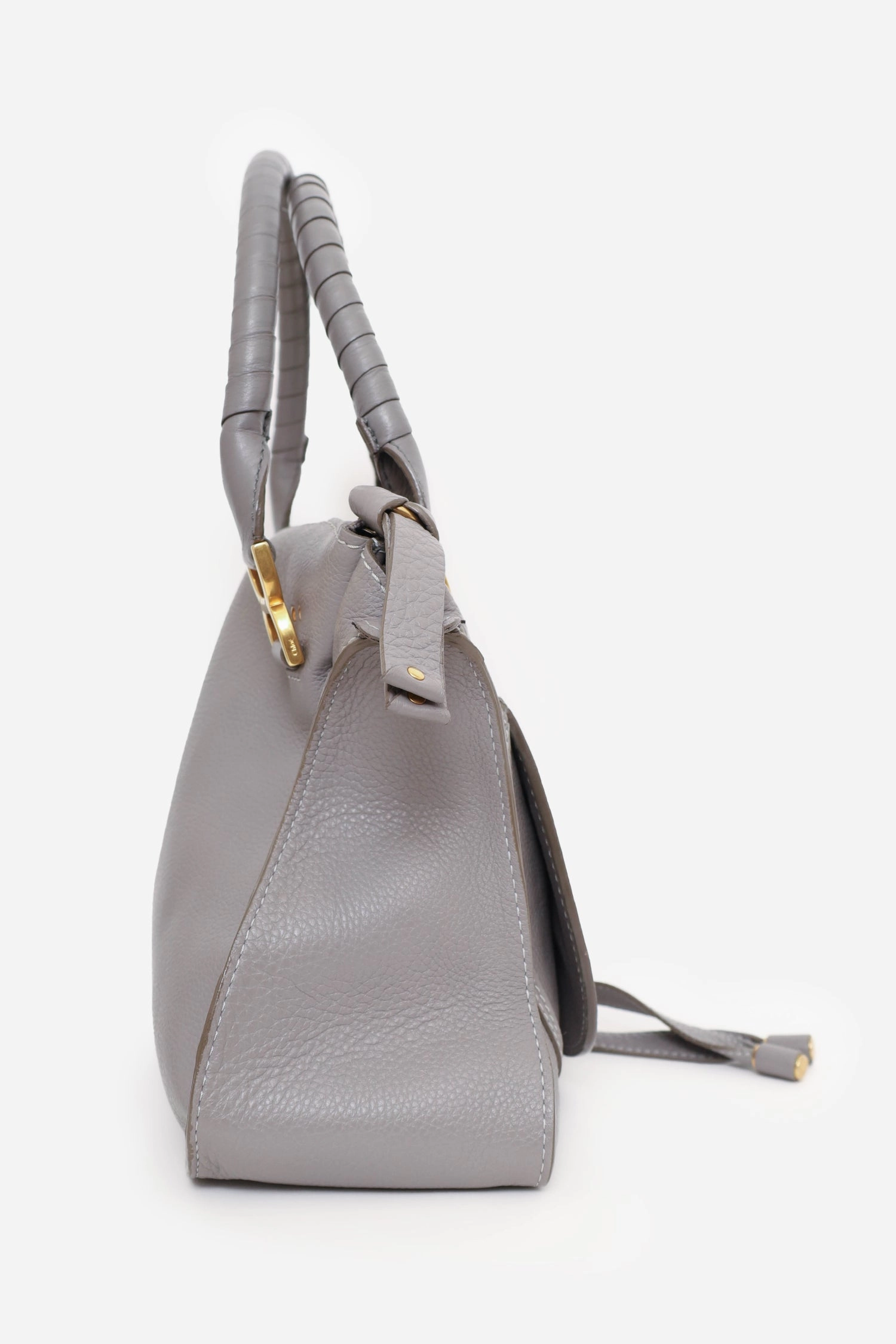 Chloe Grey Leather Marcie Top Handle Bag with Strap with 'IL' Initials