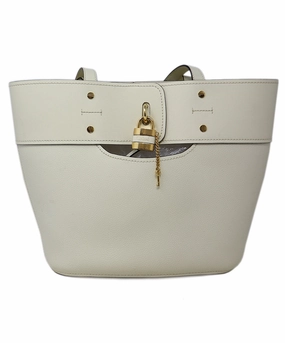 Chloe Ivory Leather Tote w/ Gold Trim