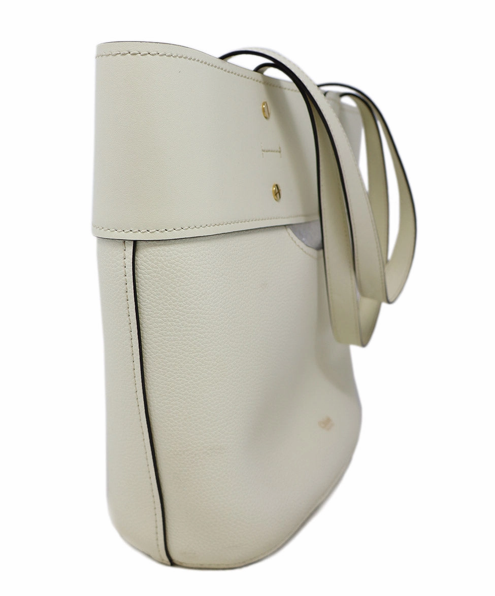 Chloe Ivory Leather Tote w/ Gold Trim