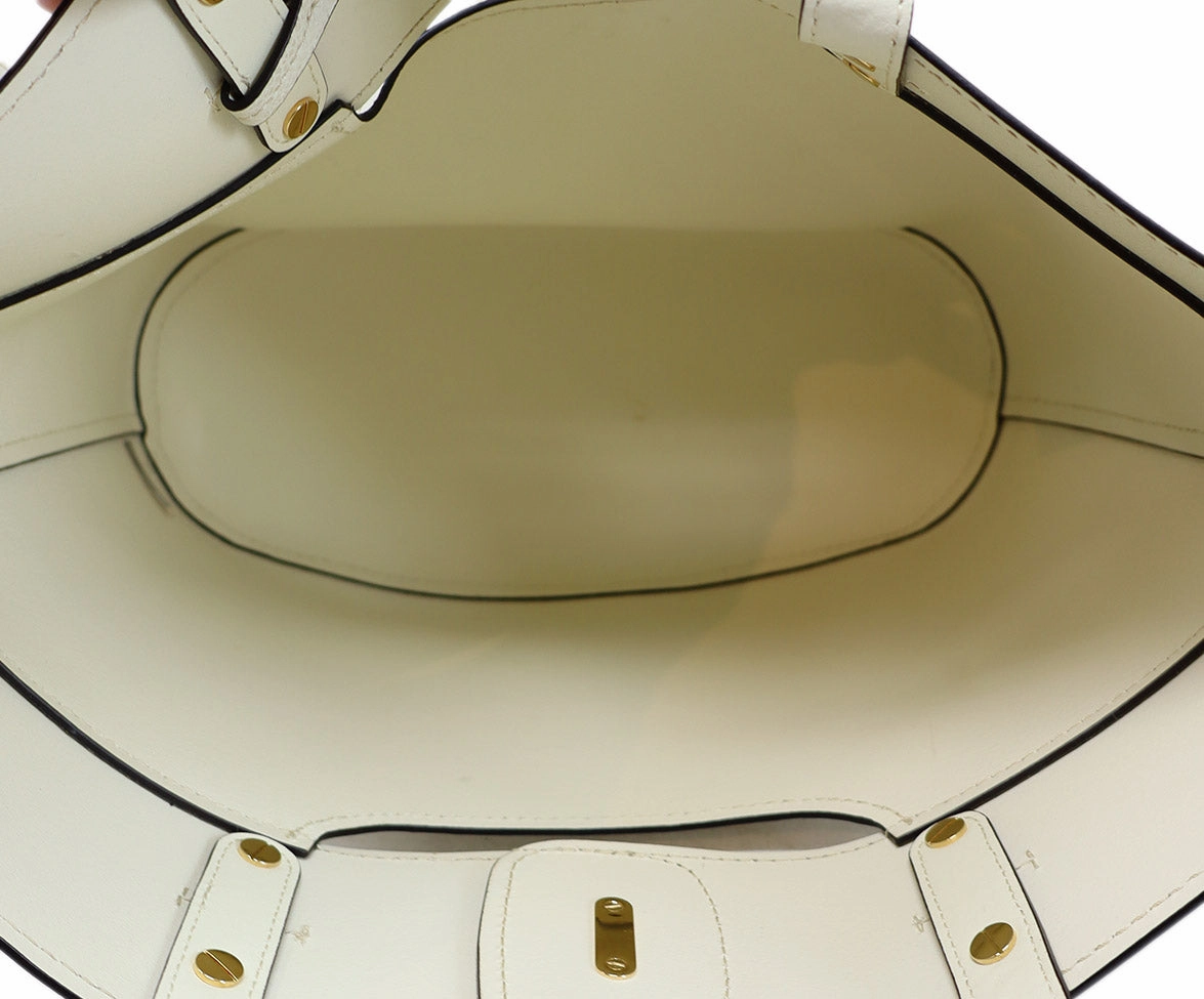 Chloe Ivory Leather Tote w/ Gold Trim
