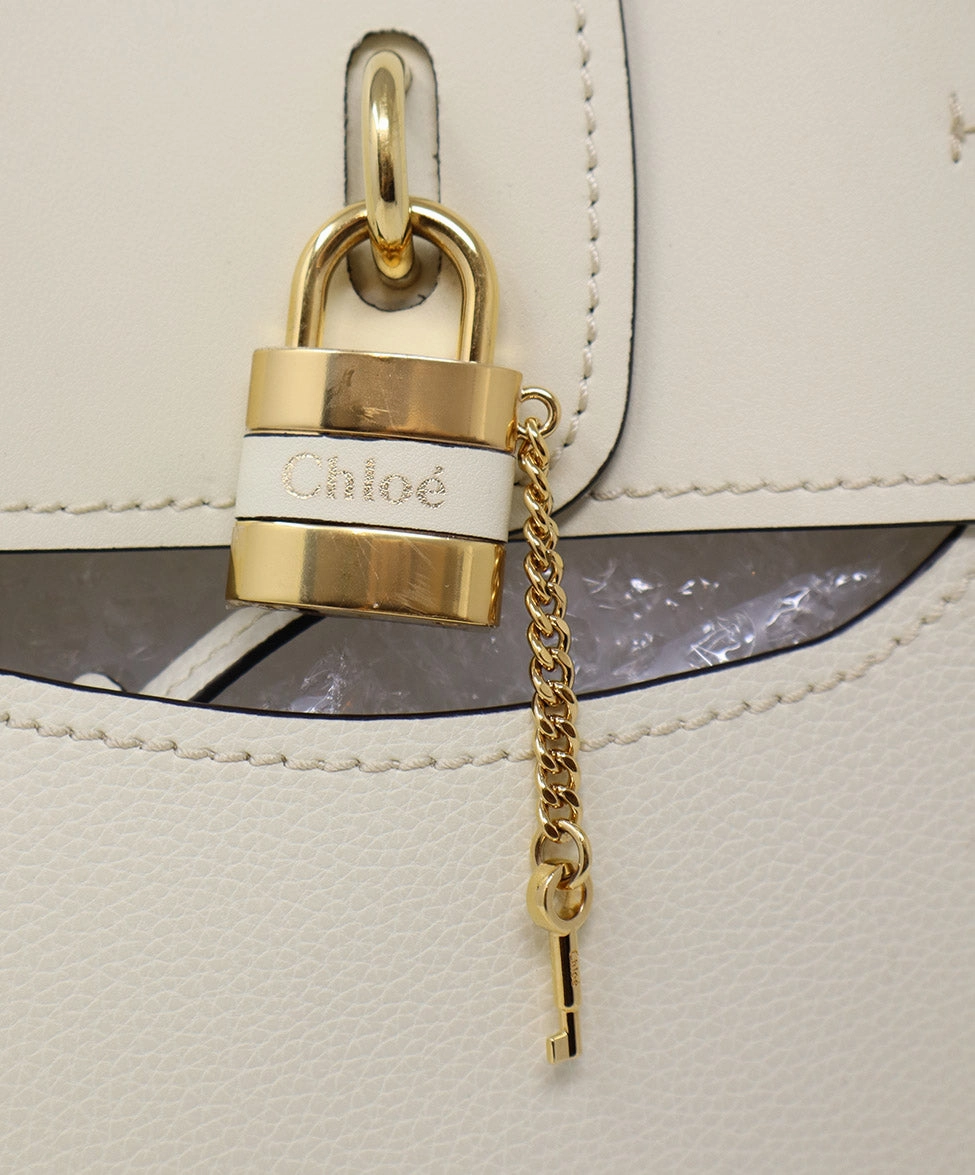 Chloe Ivory Leather Tote w/ Gold Trim