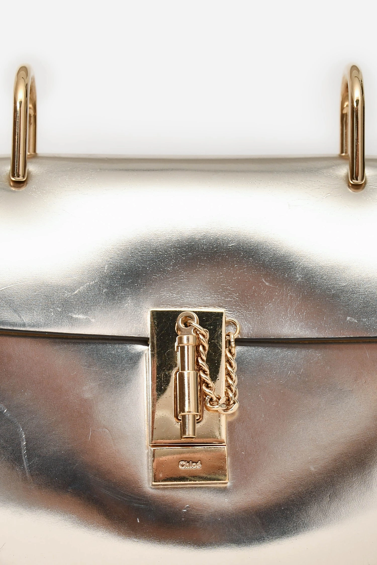 Chloe Silver Leather 'Drew' Crossbody Bag (As Is)