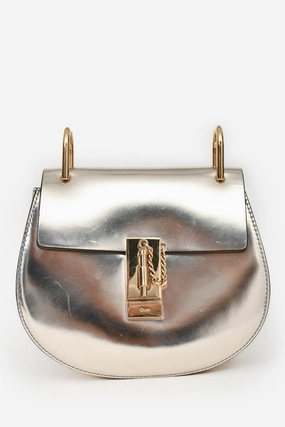 Chloe Silver Leather 'Drew' Crossbody Bag (As Is)