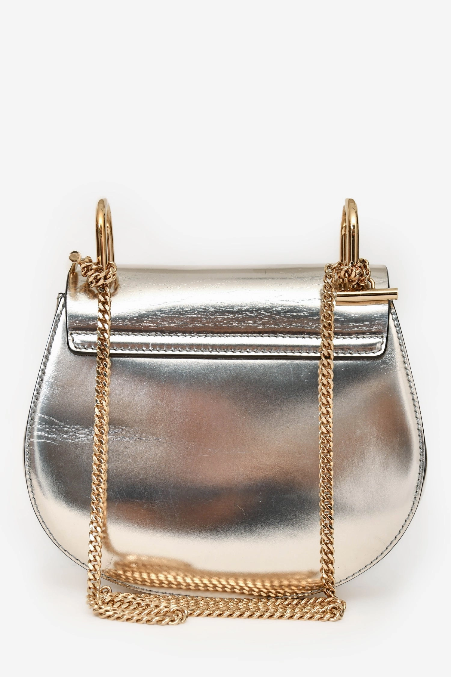 Chloe Silver Leather 'Drew' Crossbody Bag (As Is)
