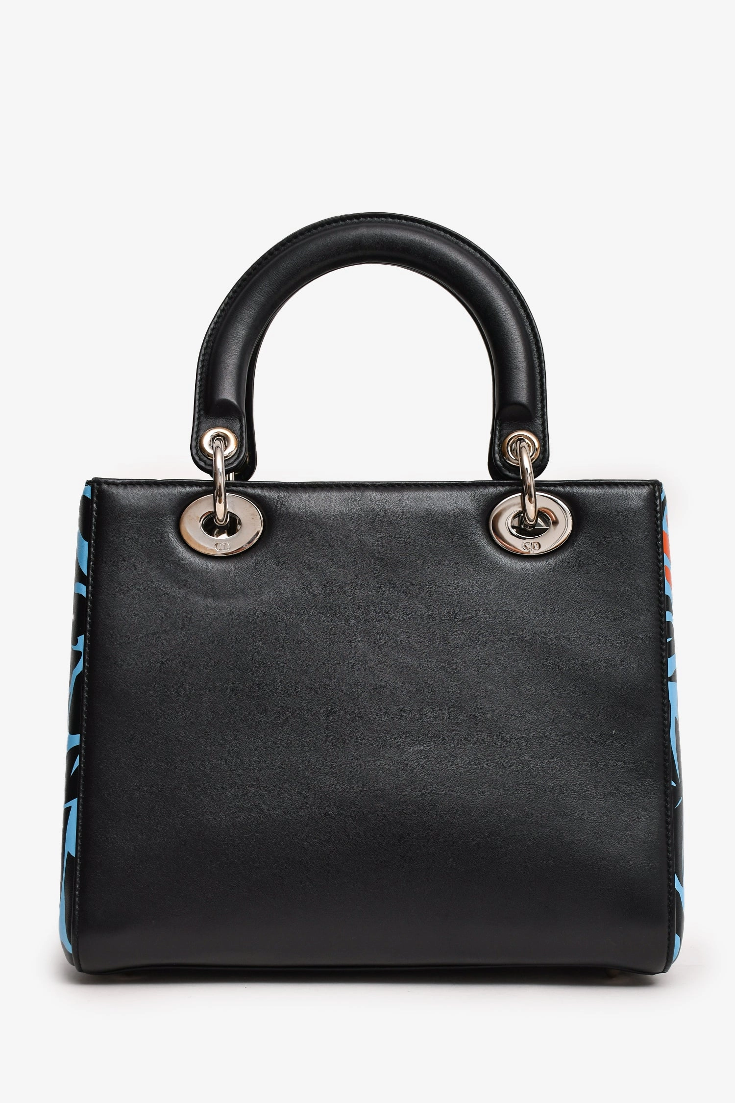 Christian Dior 2016 Black/Blue Leather Floral Printed Lady Dior