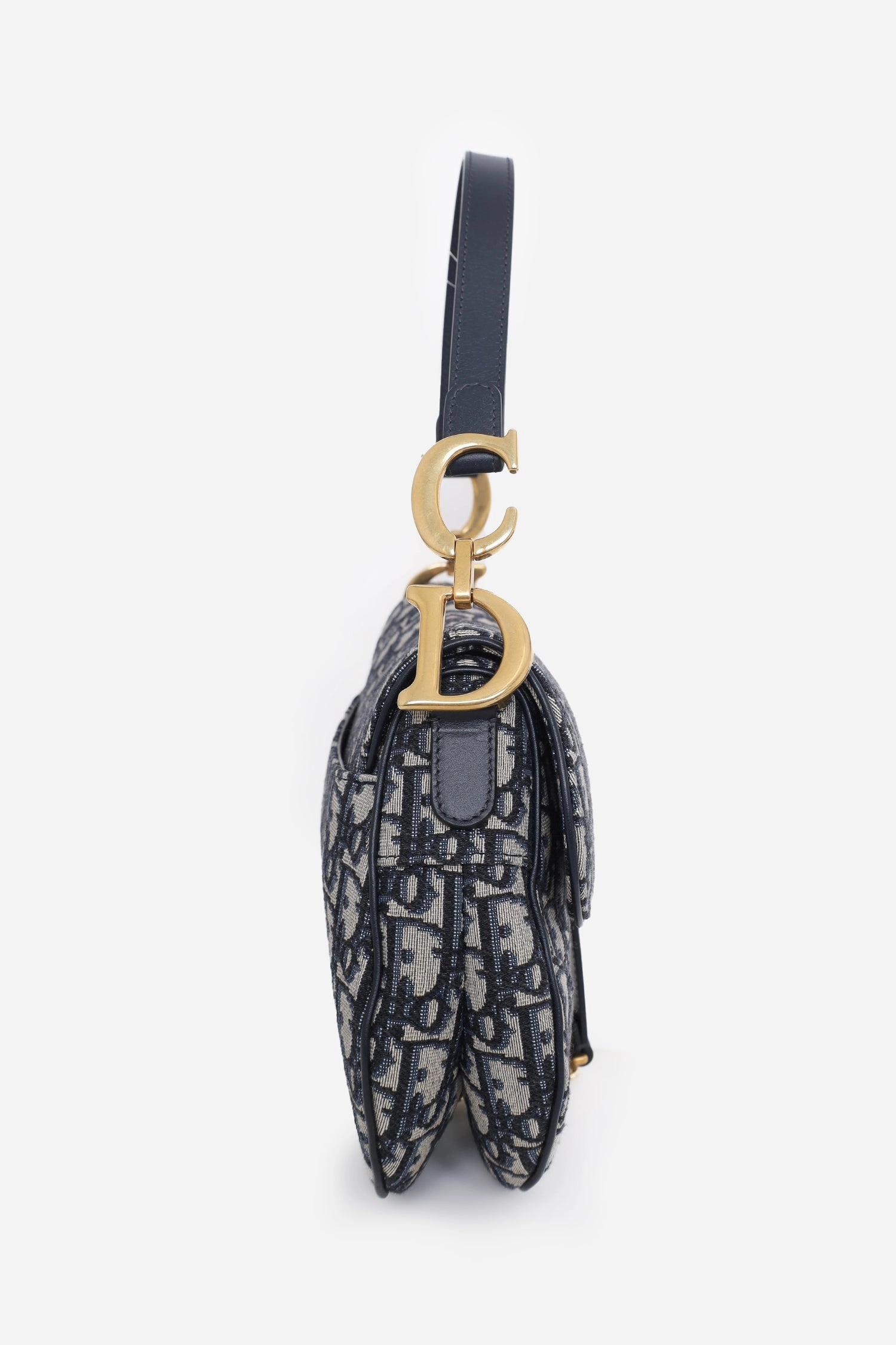 Christian Dior 2018 Blue Oblique Jacquard Saddle Bag with Canvas Strap