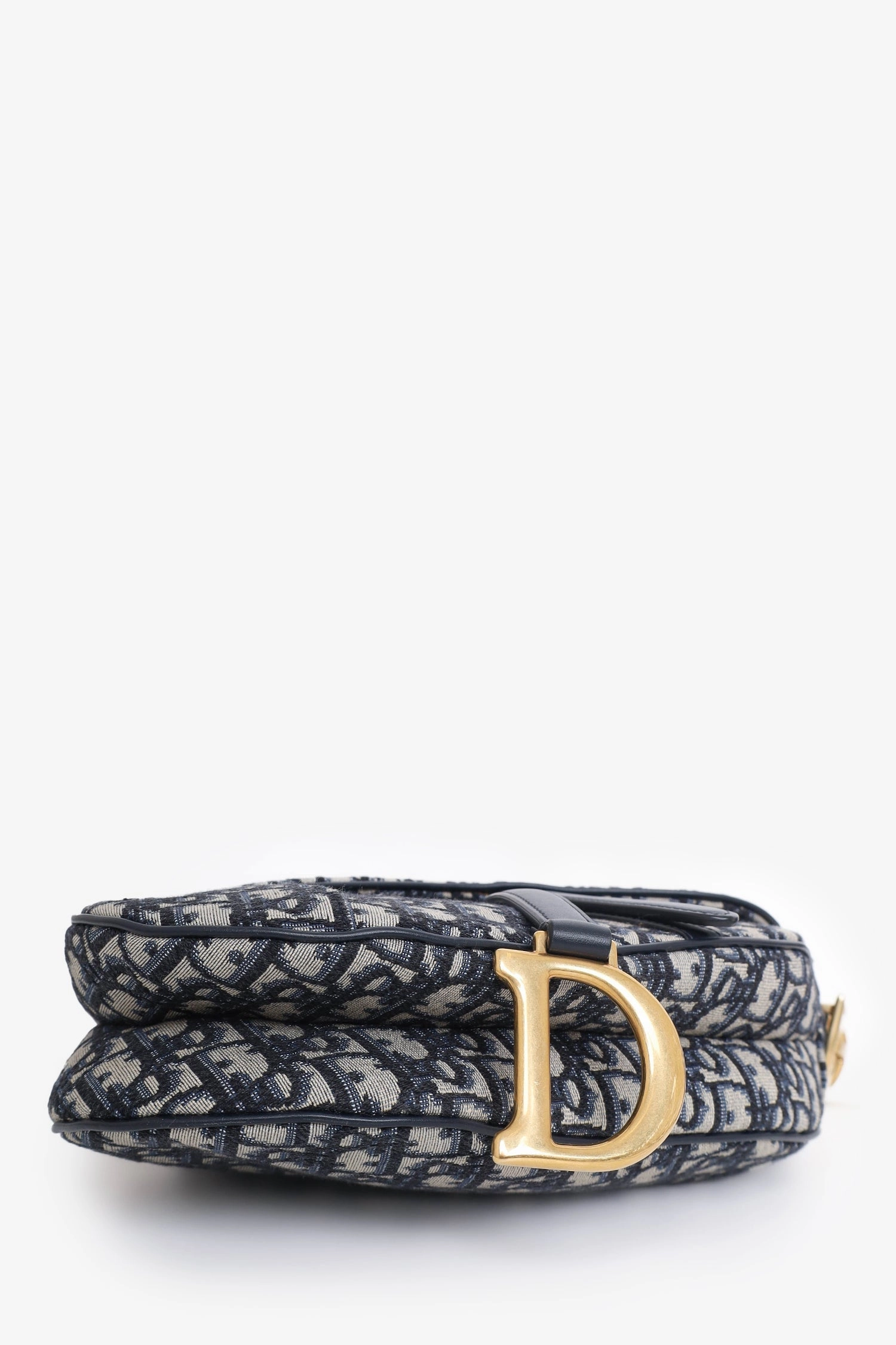 Christian Dior 2018 Blue Oblique Jacquard Saddle Bag with Canvas Strap