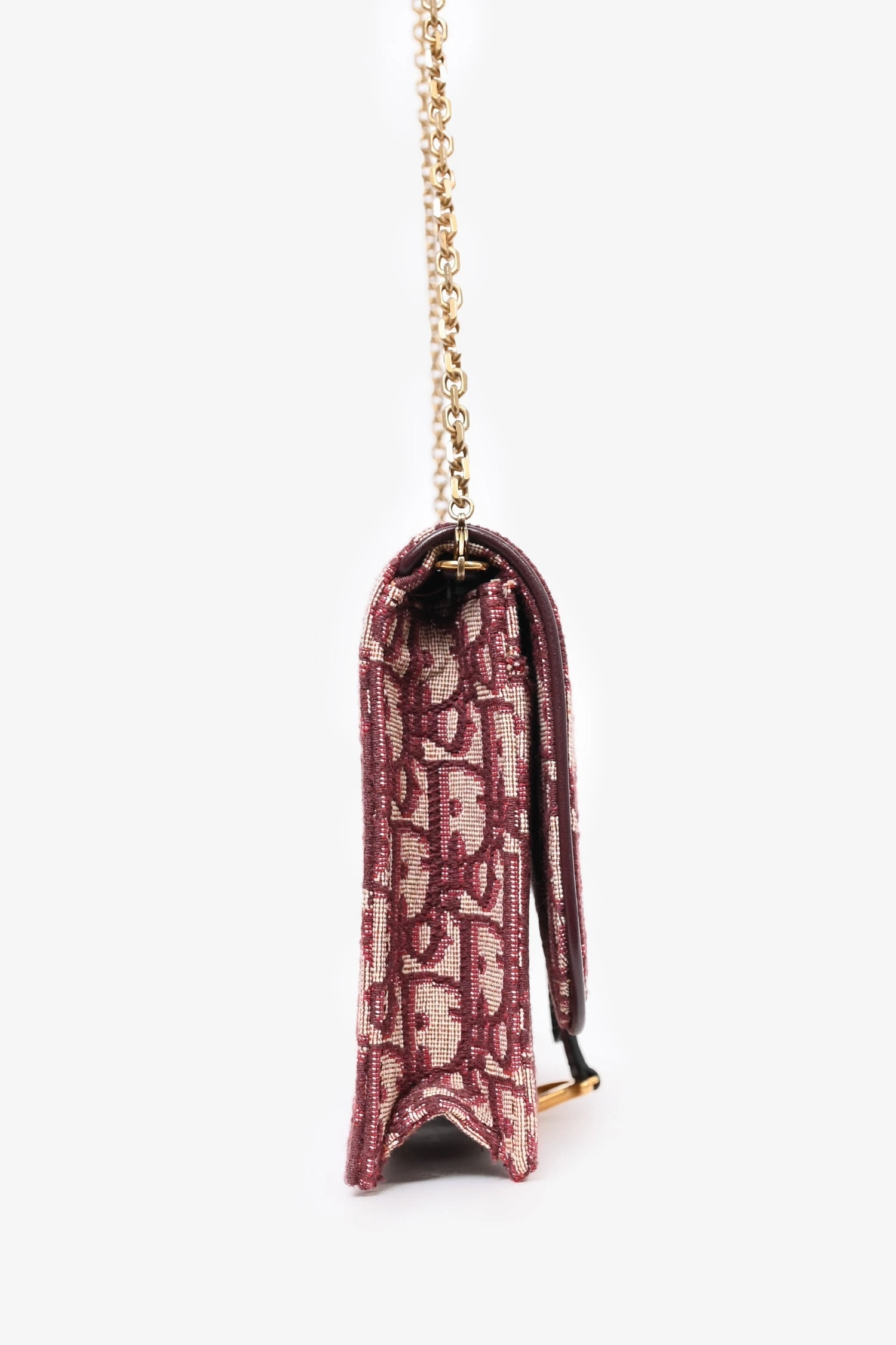 Christian Dior 2018 Burgundy Oblique Medium \'Saddle Pouch\' with Chain