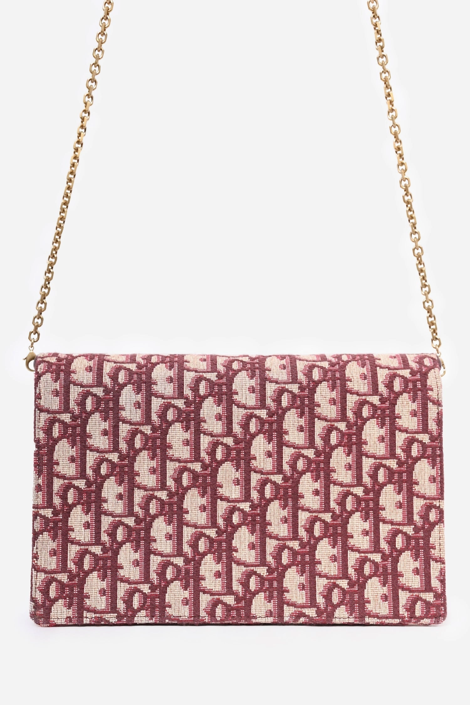 Christian Dior 2018 Burgundy Oblique Medium \'Saddle Pouch\' with Chain
