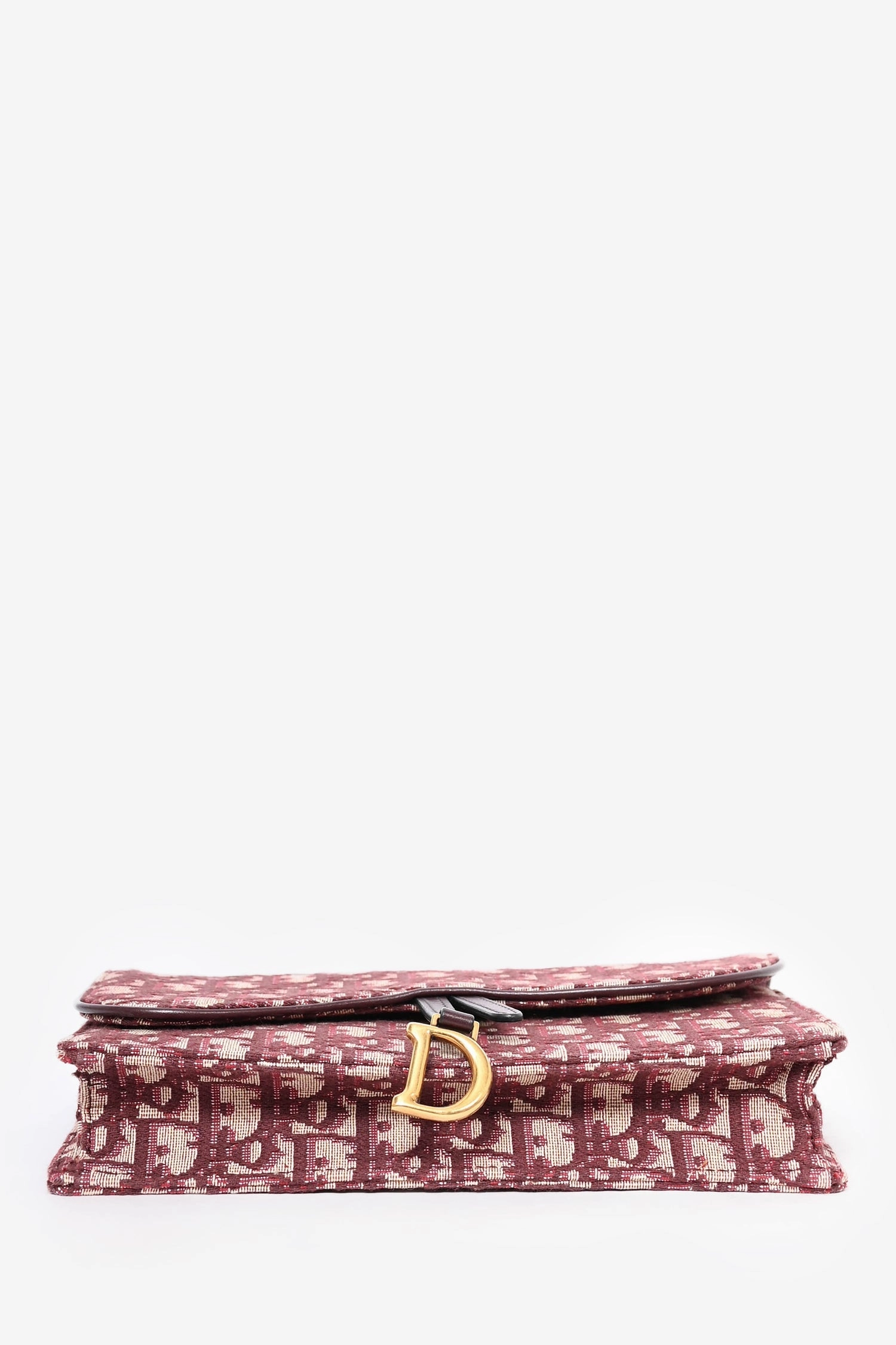 Christian Dior 2018 Burgundy Oblique Medium \'Saddle Pouch\' with Chain