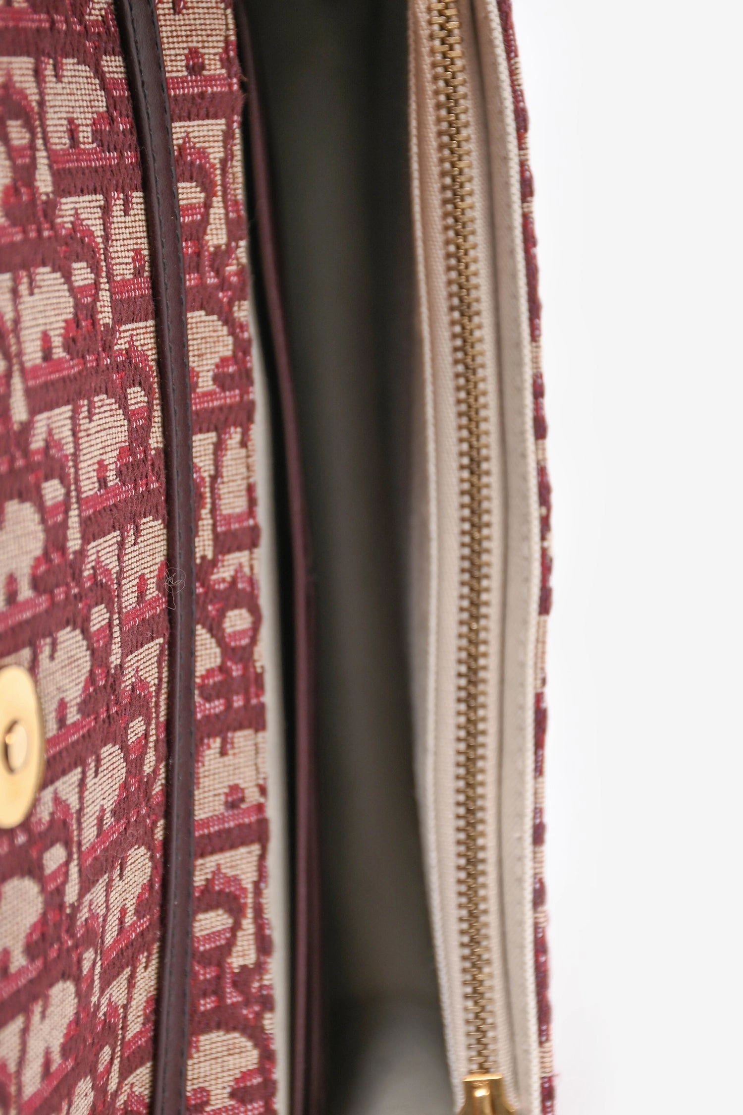 Christian Dior 2018 Burgundy Oblique Medium \'Saddle Pouch\' with Chain