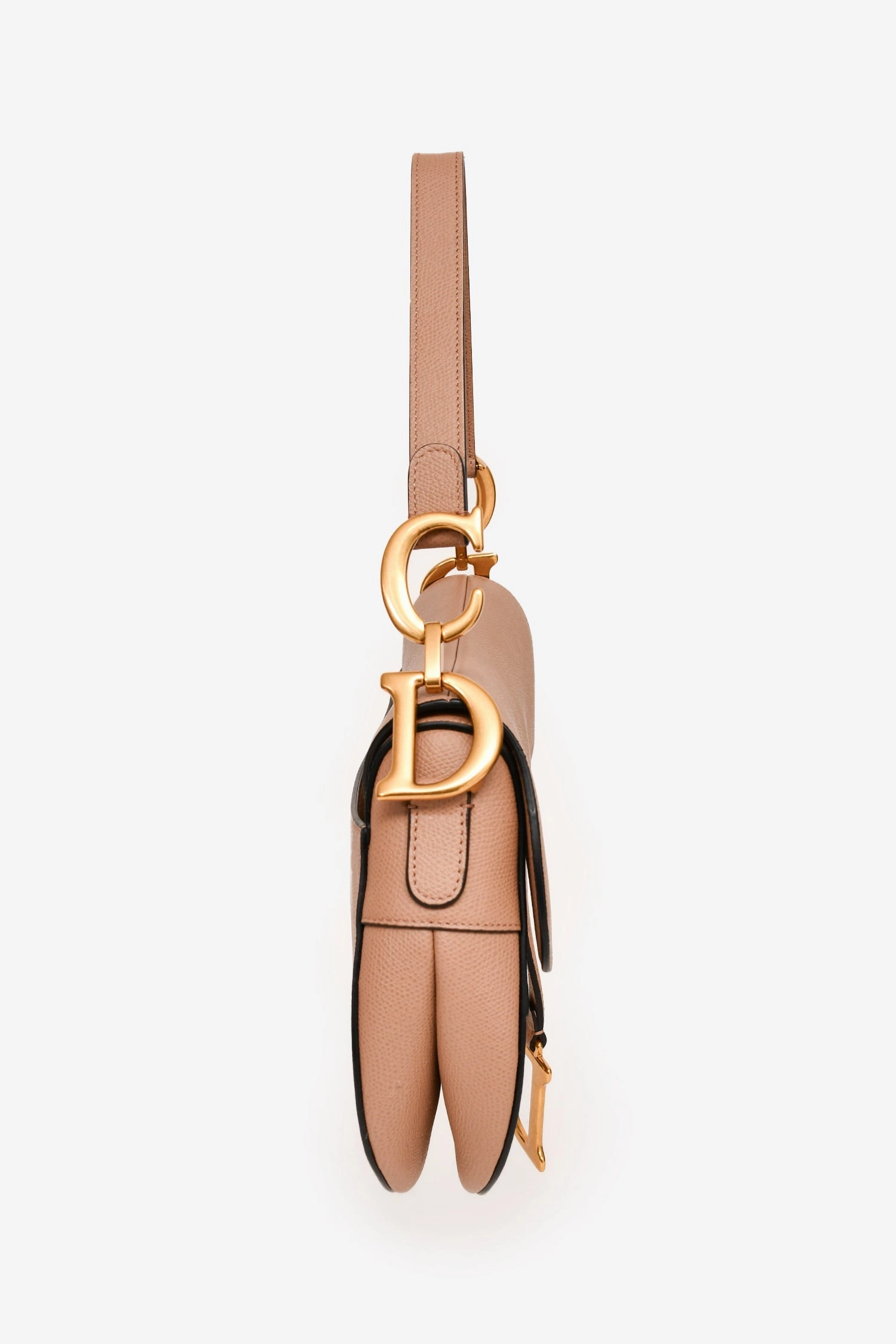 Christian Dior 2019 Warm Taupe Grained Leather Saddle Bag