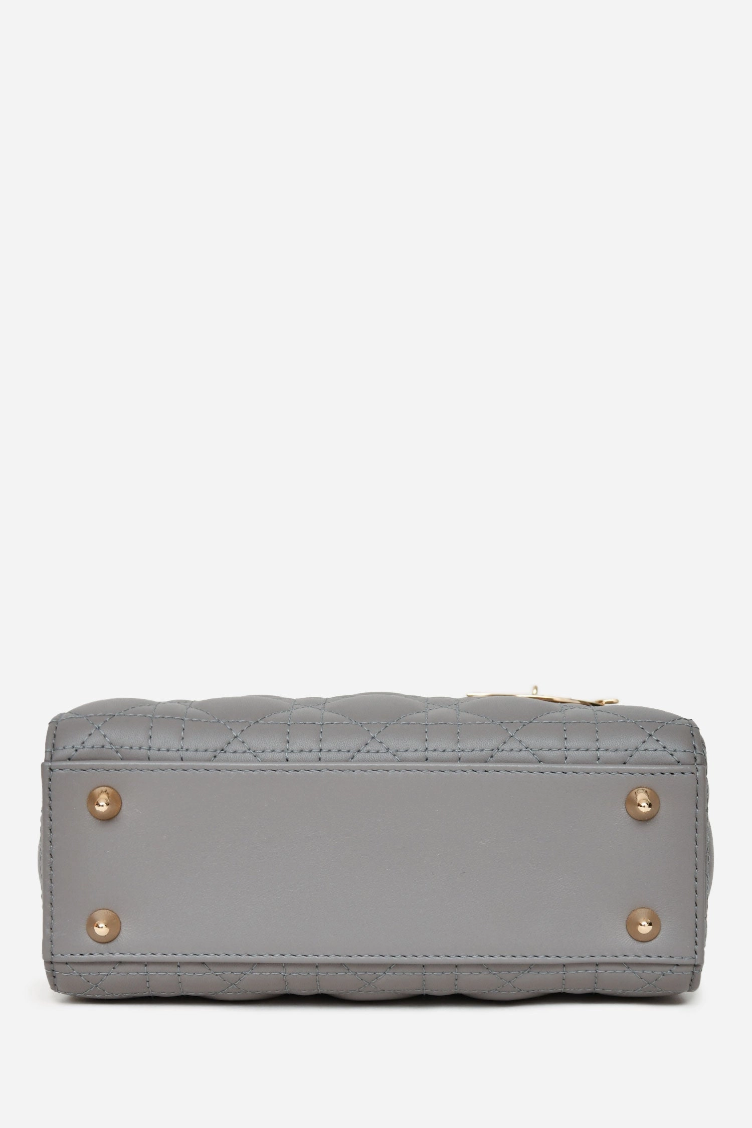 Christian Dior 2023 Grey Leather Cannage Small Lady Dior with Strap