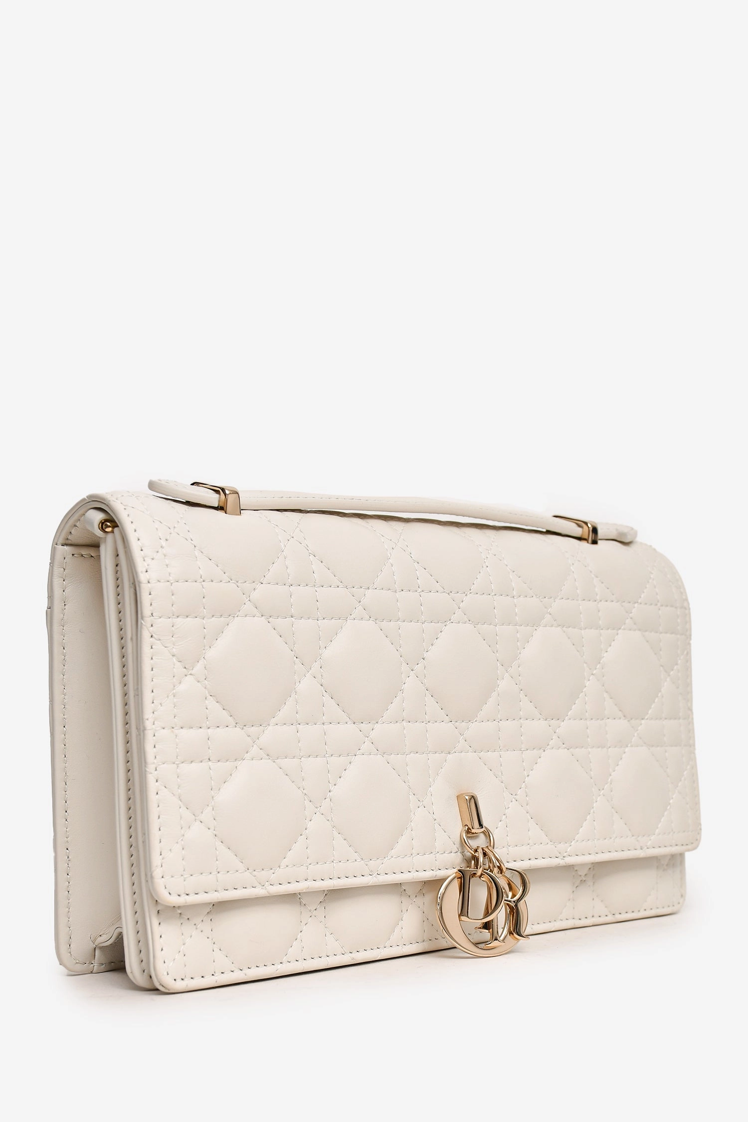 Christian Dior 2024 White Leather Cannage My Dior Top Handle Bag