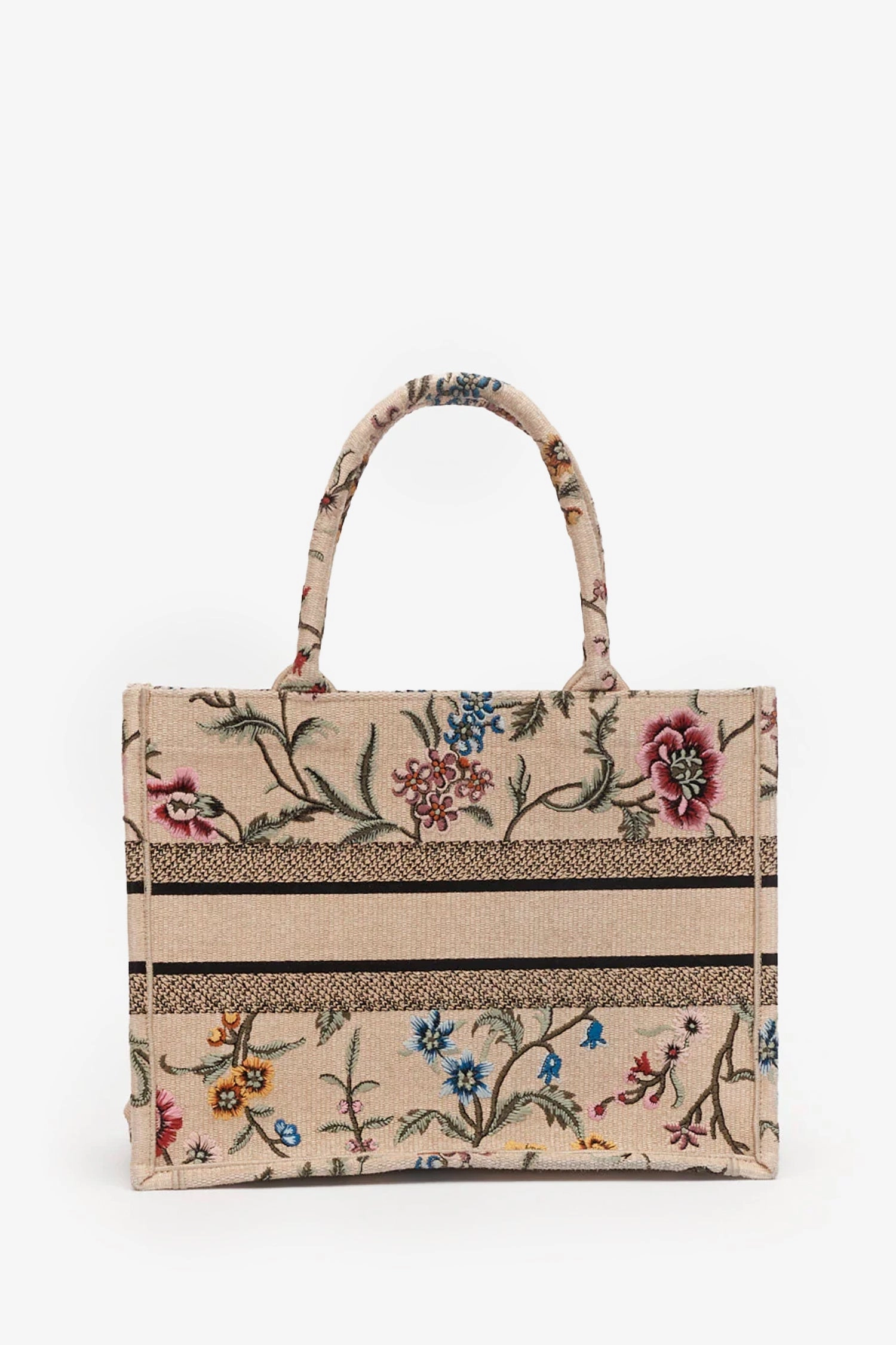 Christian Dior Beige Petite Fleurs Raffia Book Tote Bag