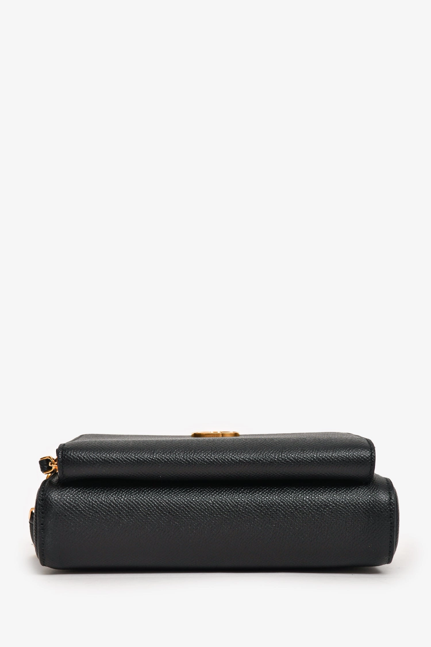 Christian Dior Black Grained Leather Caro Double Pouch Crossbody