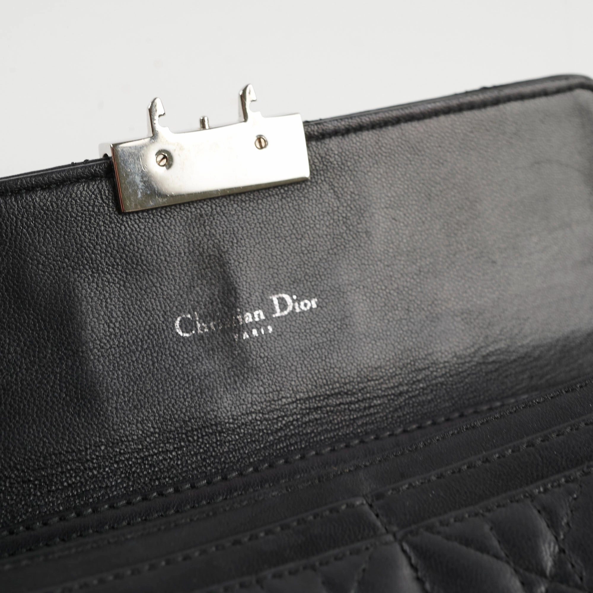 Christian Dior Lambskin Long Wallet On Chain WOC Black