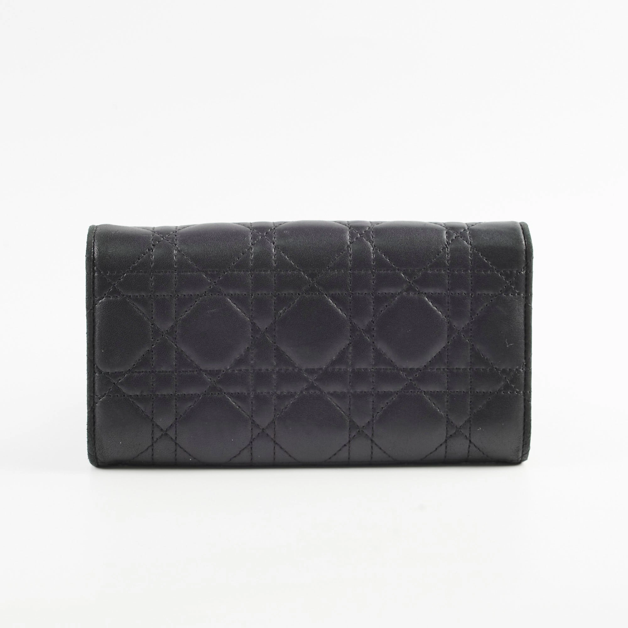 Christian Dior Lambskin Long Wallet On Chain WOC Black