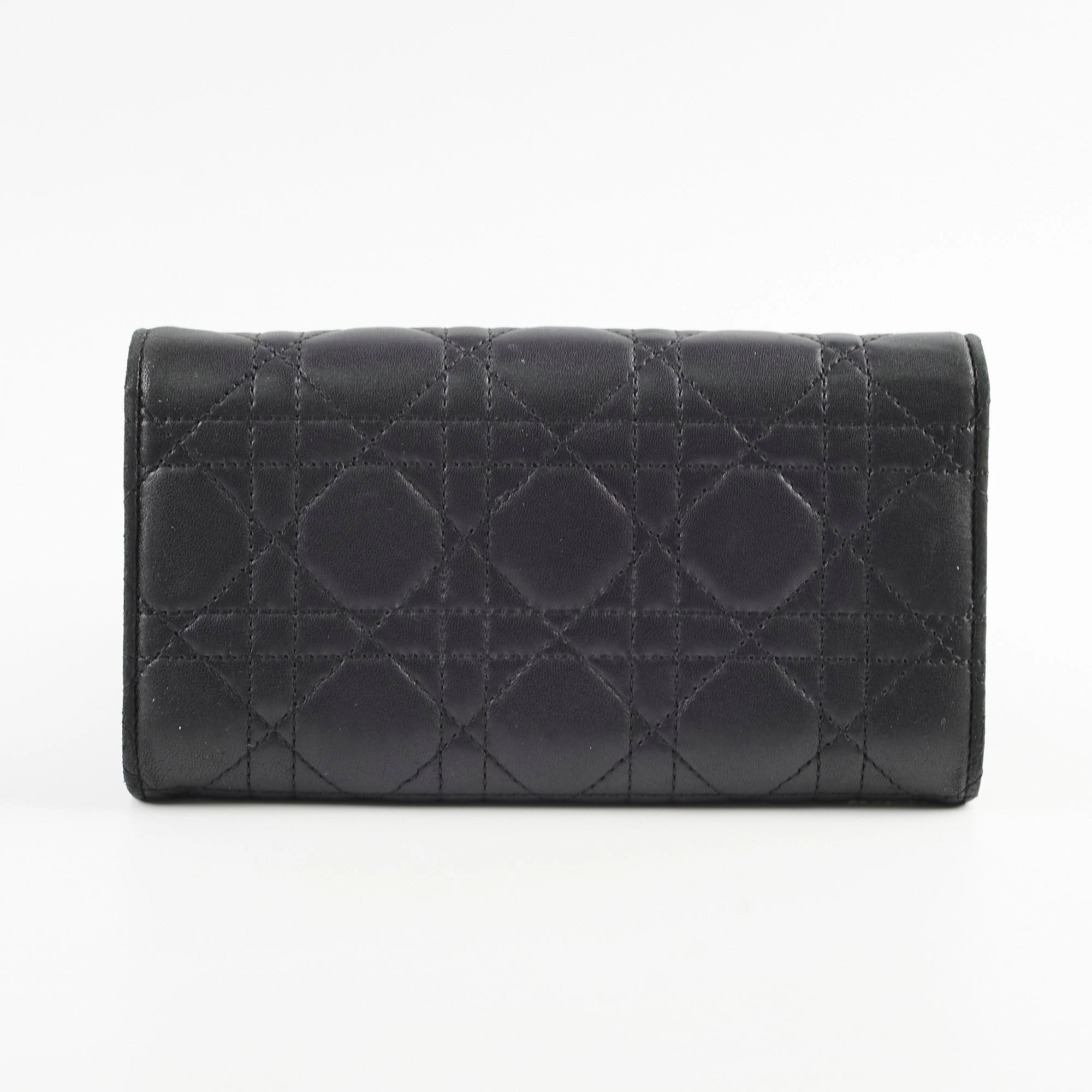 Christian Dior Lambskin Long Wallet On Chain WOC Black