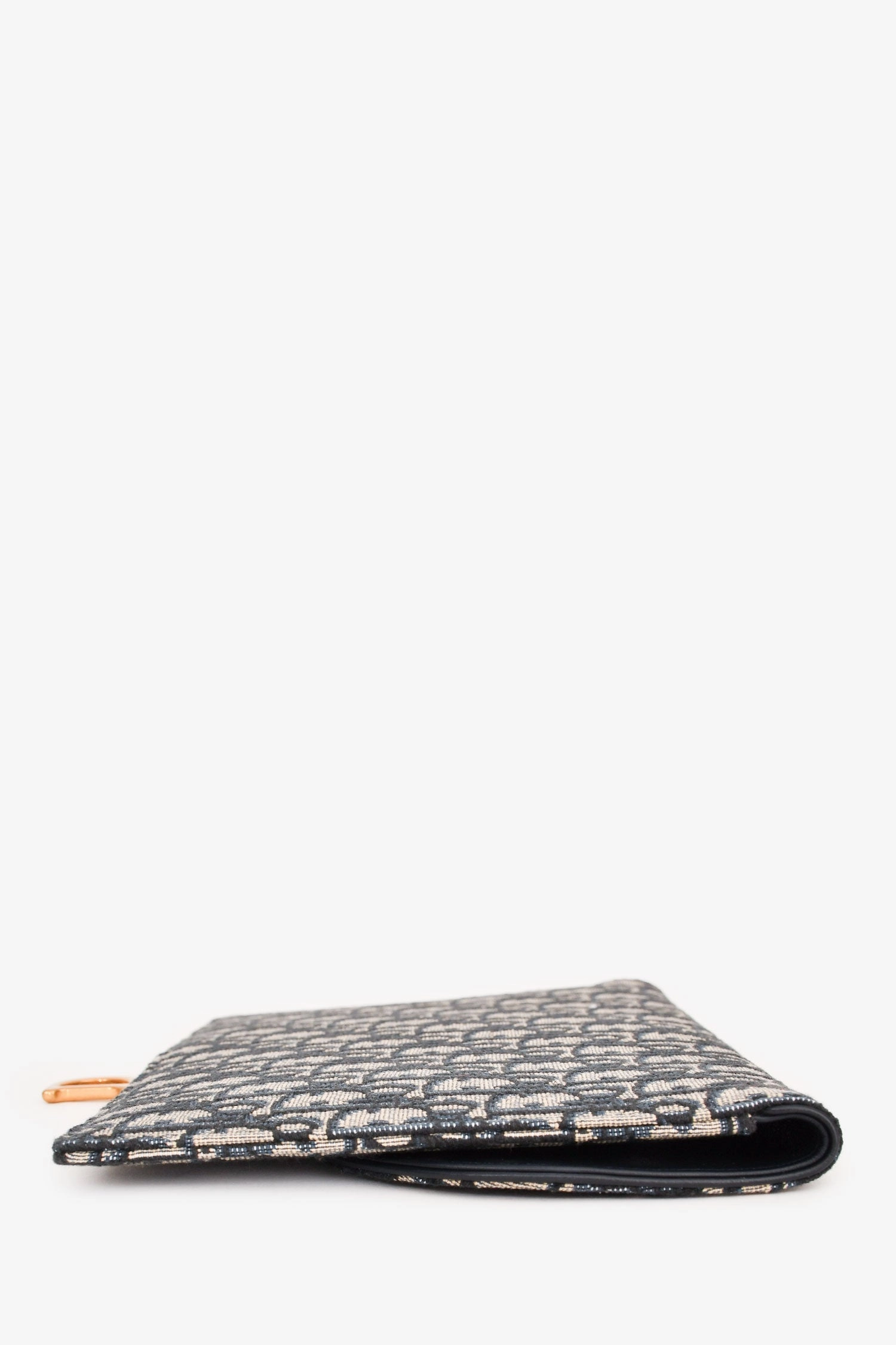 Christian Dior Navy Oblique Jacquard Saddle Clutch