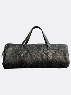 Chrome Hearts Black Leather Cross Patch Duffel Bag