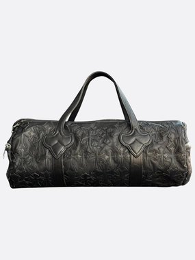 Chrome Hearts Black Leather Cross Patch Duffel Bag
