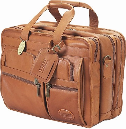 Claire Chase Executive Leather Laptop Briefcase X-Wide, Computer Bag In Saddle