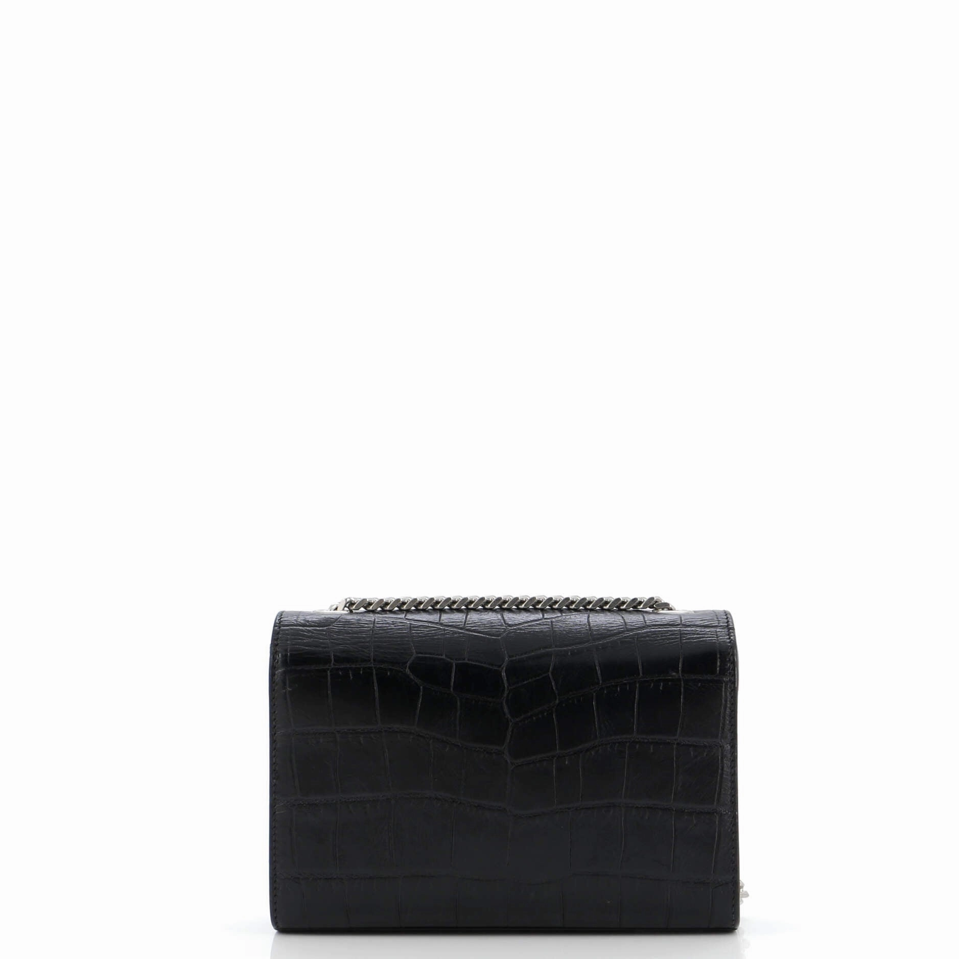 Classic Monogram Tassel Crossbody Bag Crocodile Embossed Leather Small