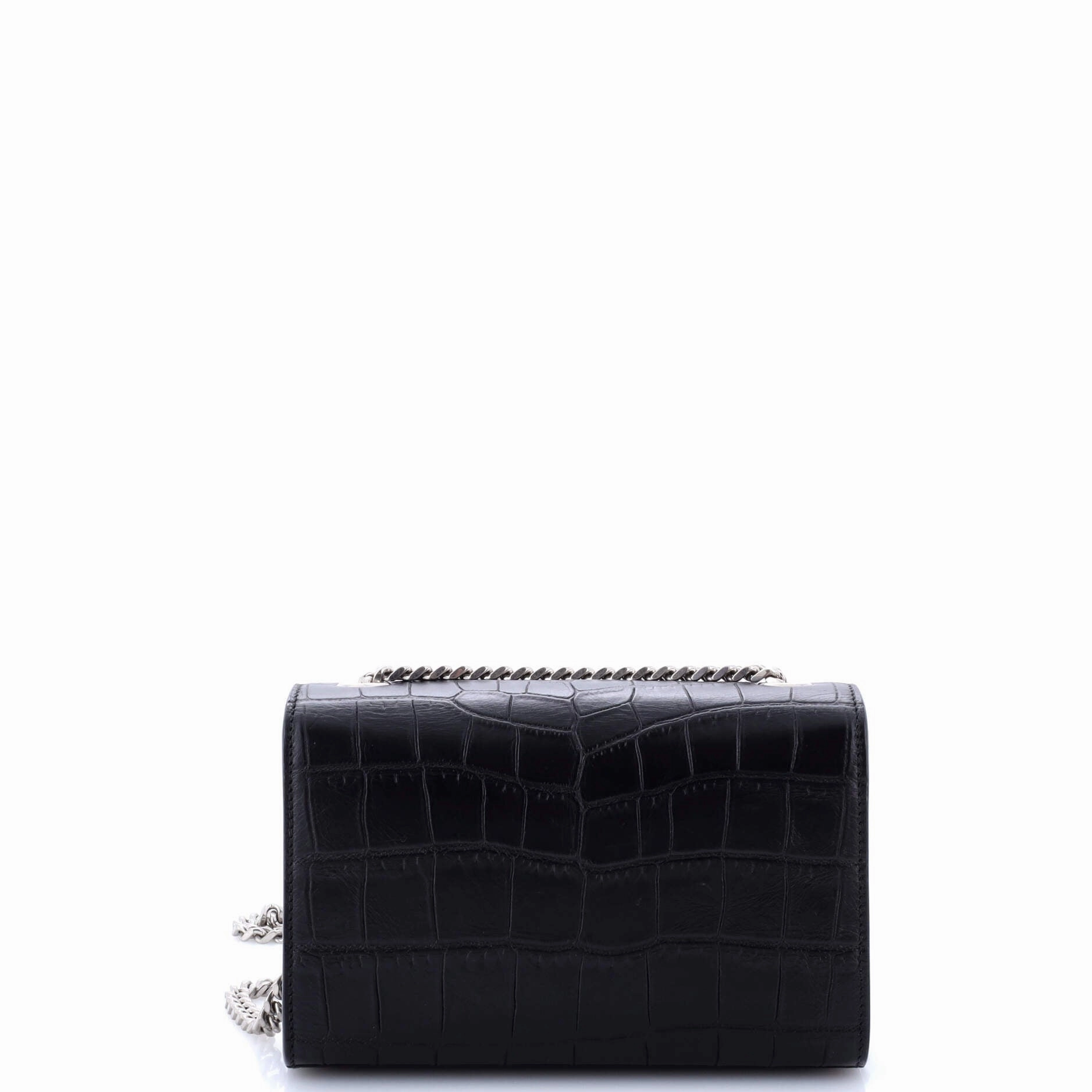 Classic Monogram Tassel Crossbody Bag Crocodile Embossed Leather Small