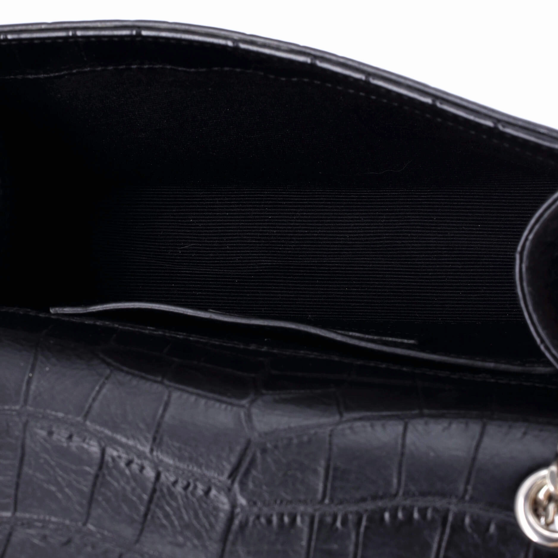 Classic Monogram Tassel Crossbody Bag Crocodile Embossed Leather Small
