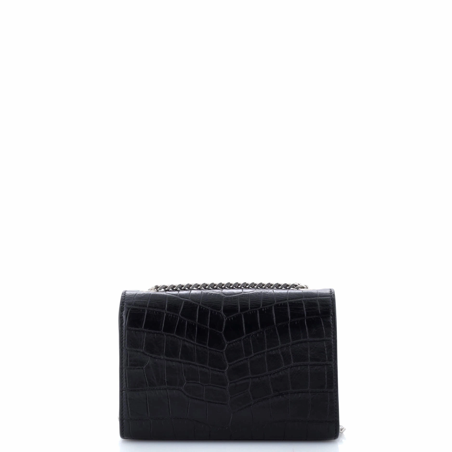 Classic Monogram Tassel Crossbody Bag Crocodile Embossed Leather Small