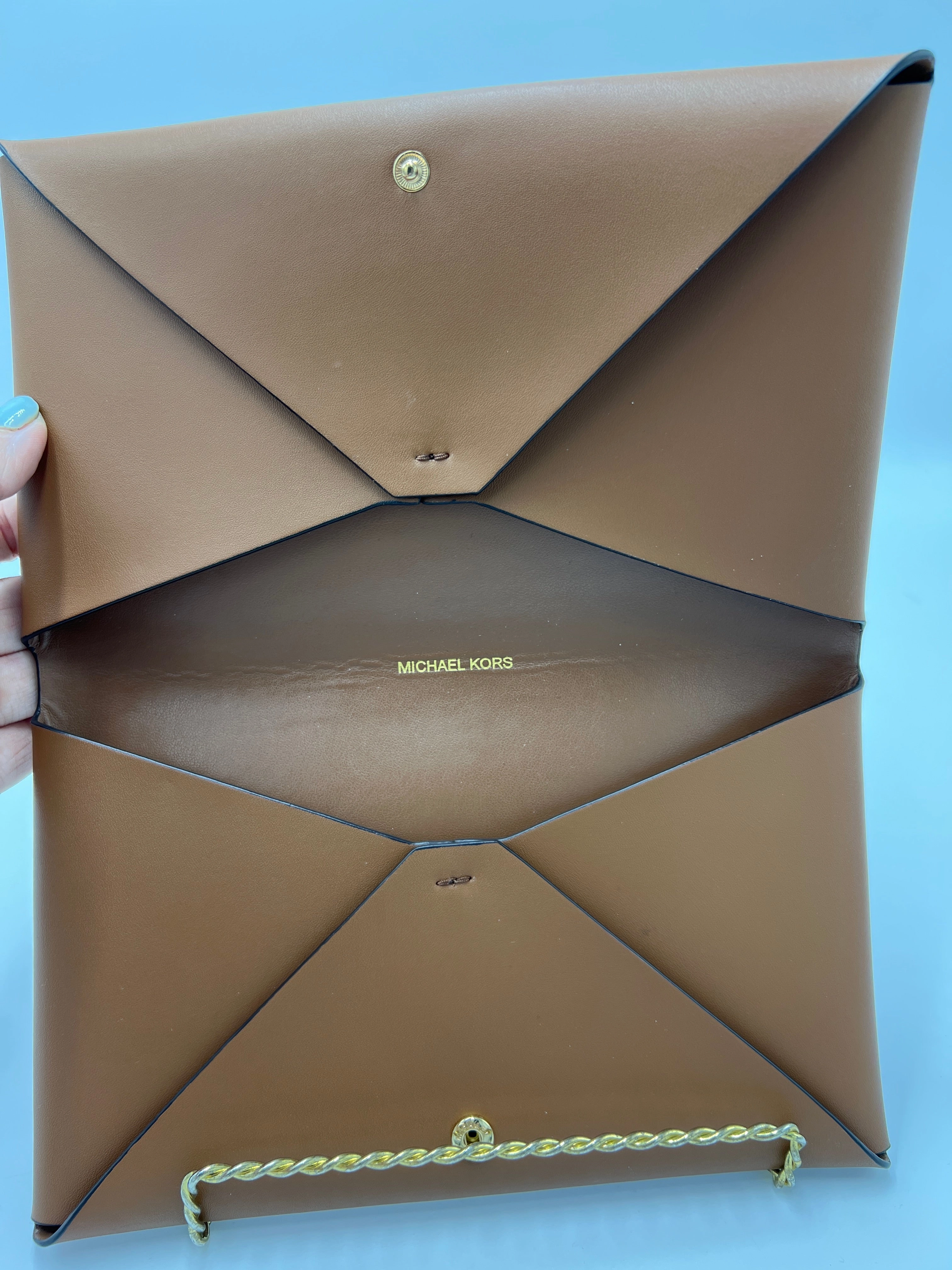 Clutch Leather Designer By Michael Kors