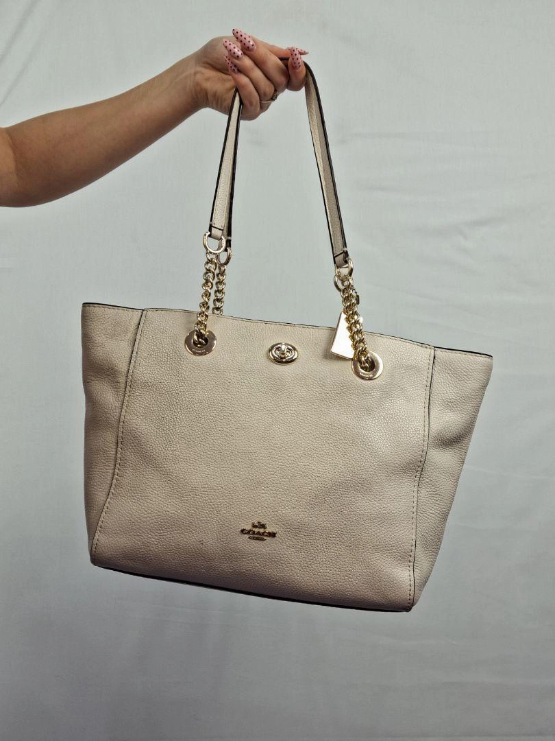 Coach Turnlock Gold Chain Tote Bag